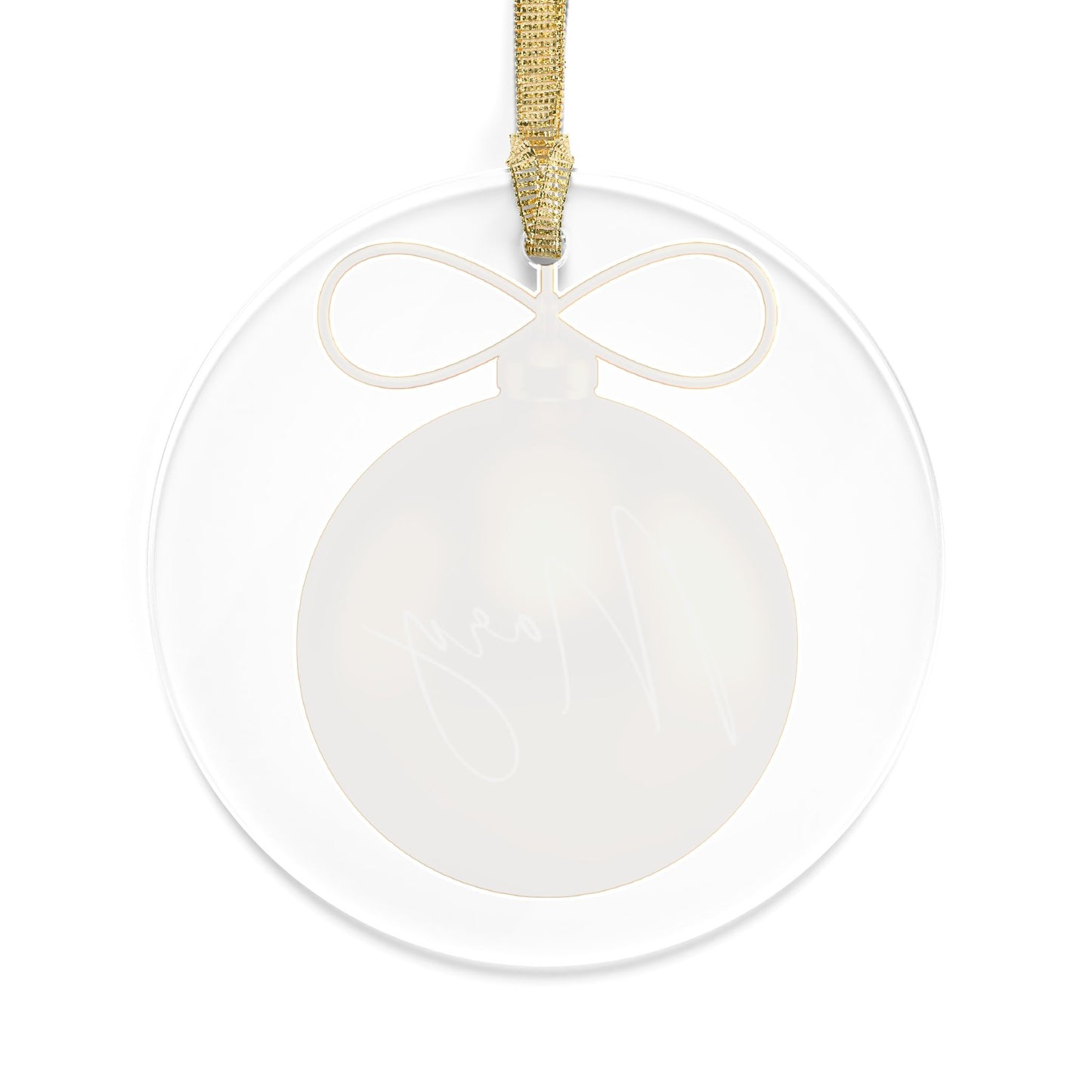 Personalized Acrylic Gold Ball Christmas Ornament with Custom Name in White