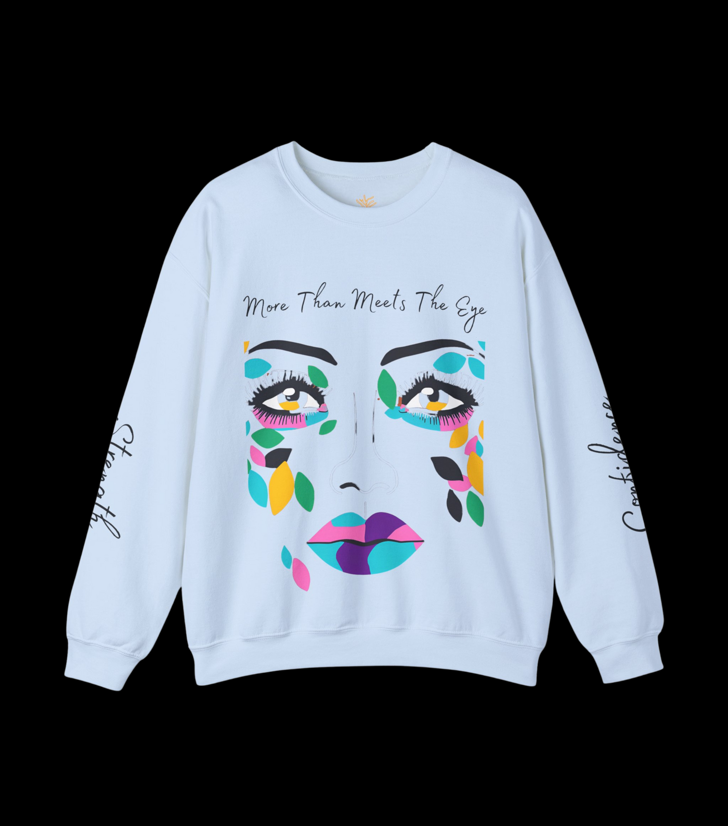 "More Than Meets the Eye" Unisex Heavy Blend™ Crewneck Sweatshirt with Psalm 139:14 and Empowering Sleeve Accents