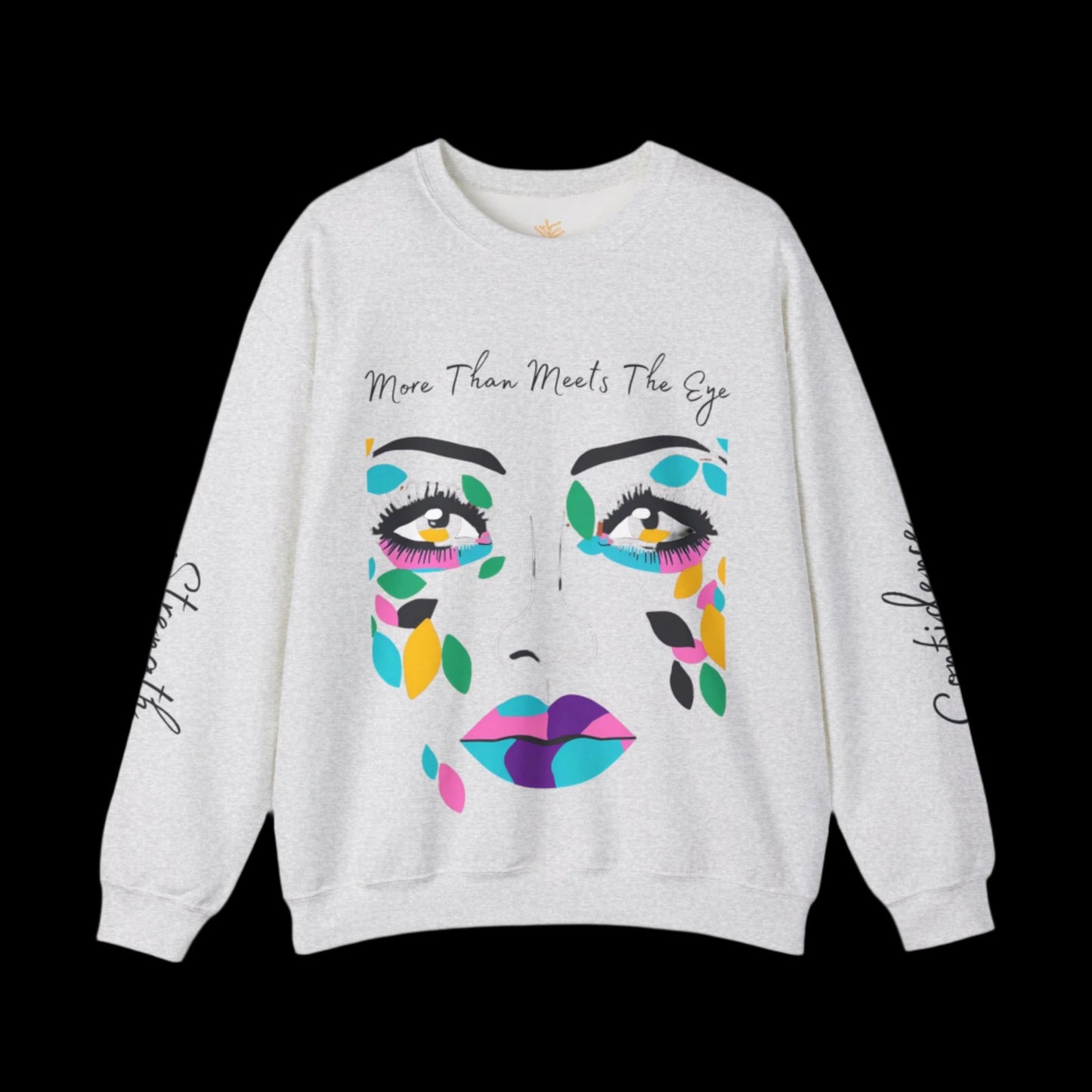 "More Than Meets the Eye" Unisex Heavy Blend™ Crewneck Sweatshirt with Psalm 139:14 and Empowering Sleeve Accents