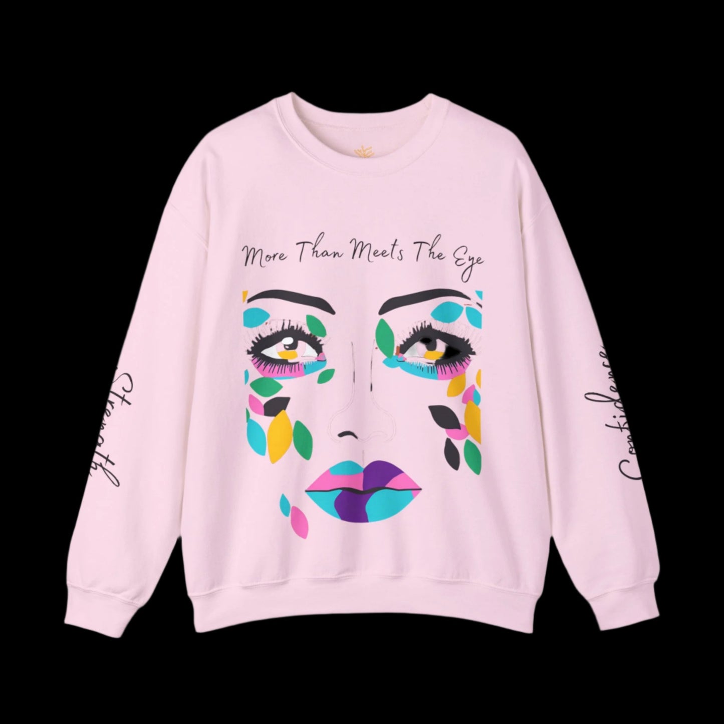 "More Than Meets the Eye" Unisex Heavy Blend™ Crewneck Sweatshirt with Psalm 139:14 and Empowering Sleeve Accents