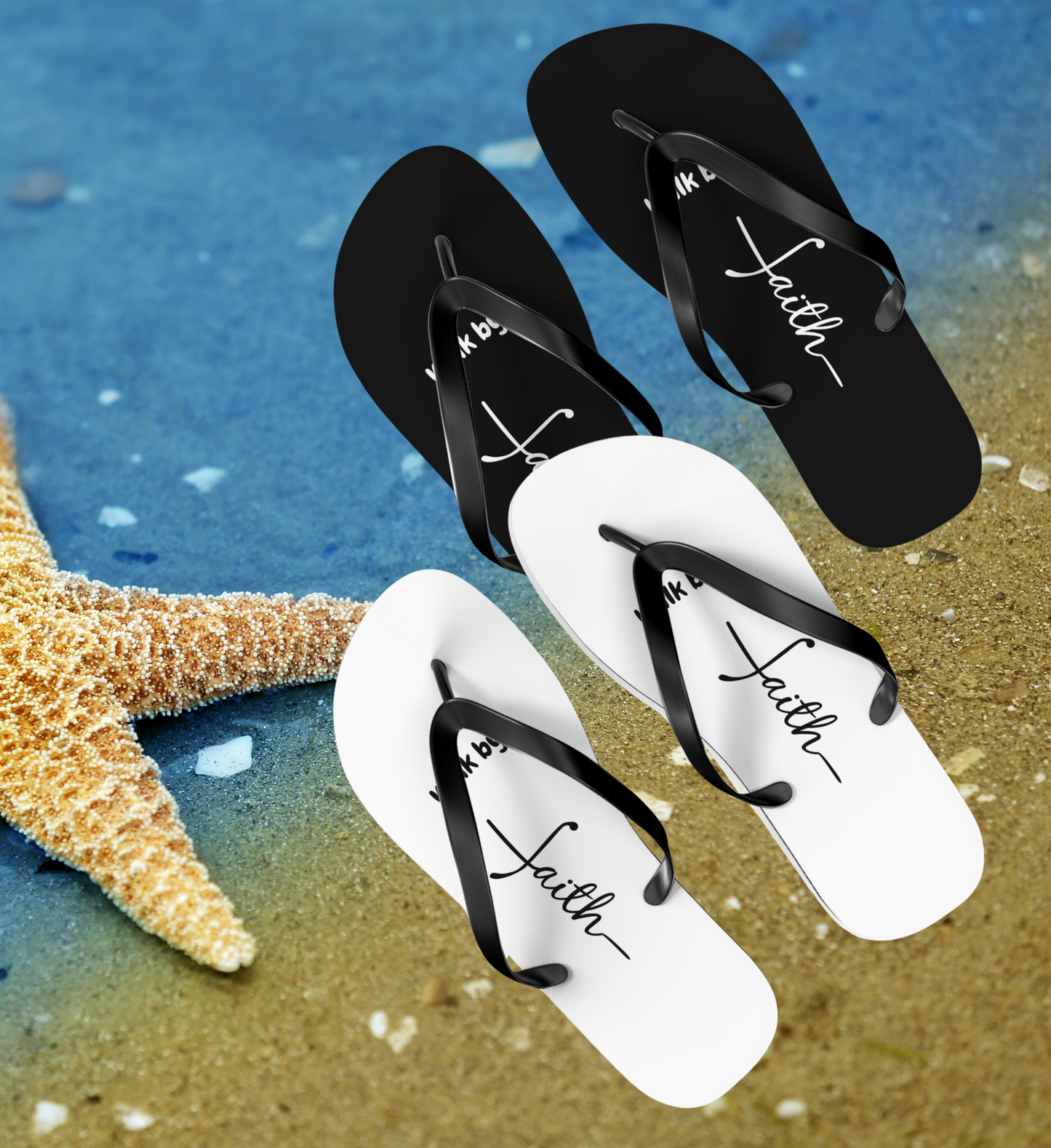 "Walk by Faith" Women's Flip Flops - Black