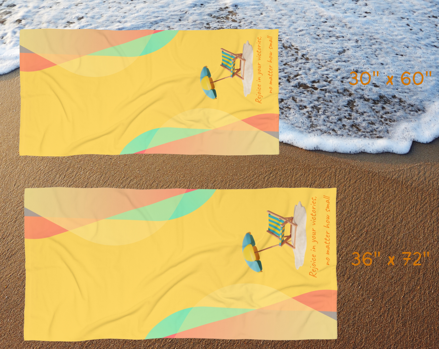 "Rejoice in Your Victories" Inspirational Beach Towel