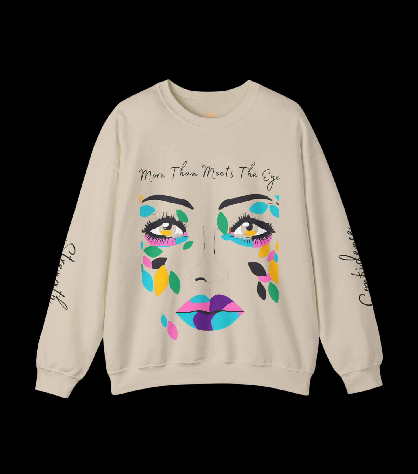 "More Than Meets the Eye" Unisex Heavy Blend™ Crewneck Sweatshirt with Psalm 139:14 and Empowering Sleeve Accents