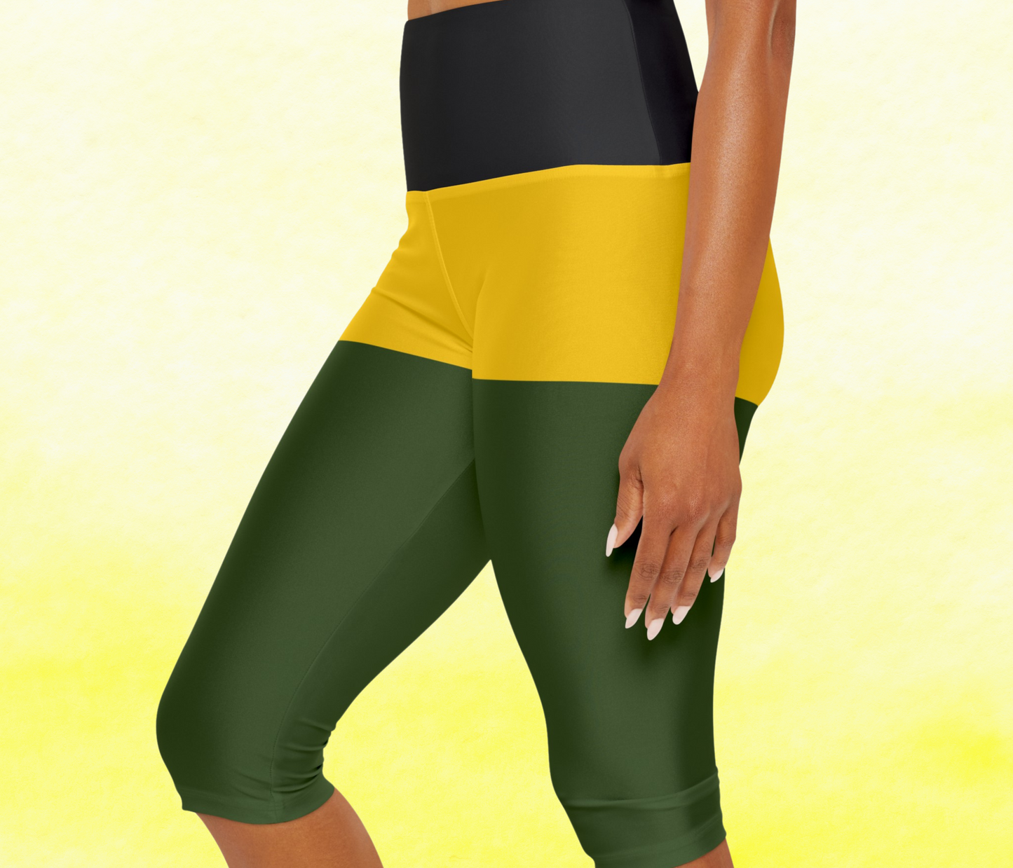 Tri-Color Bold Yoga Capri Leggings