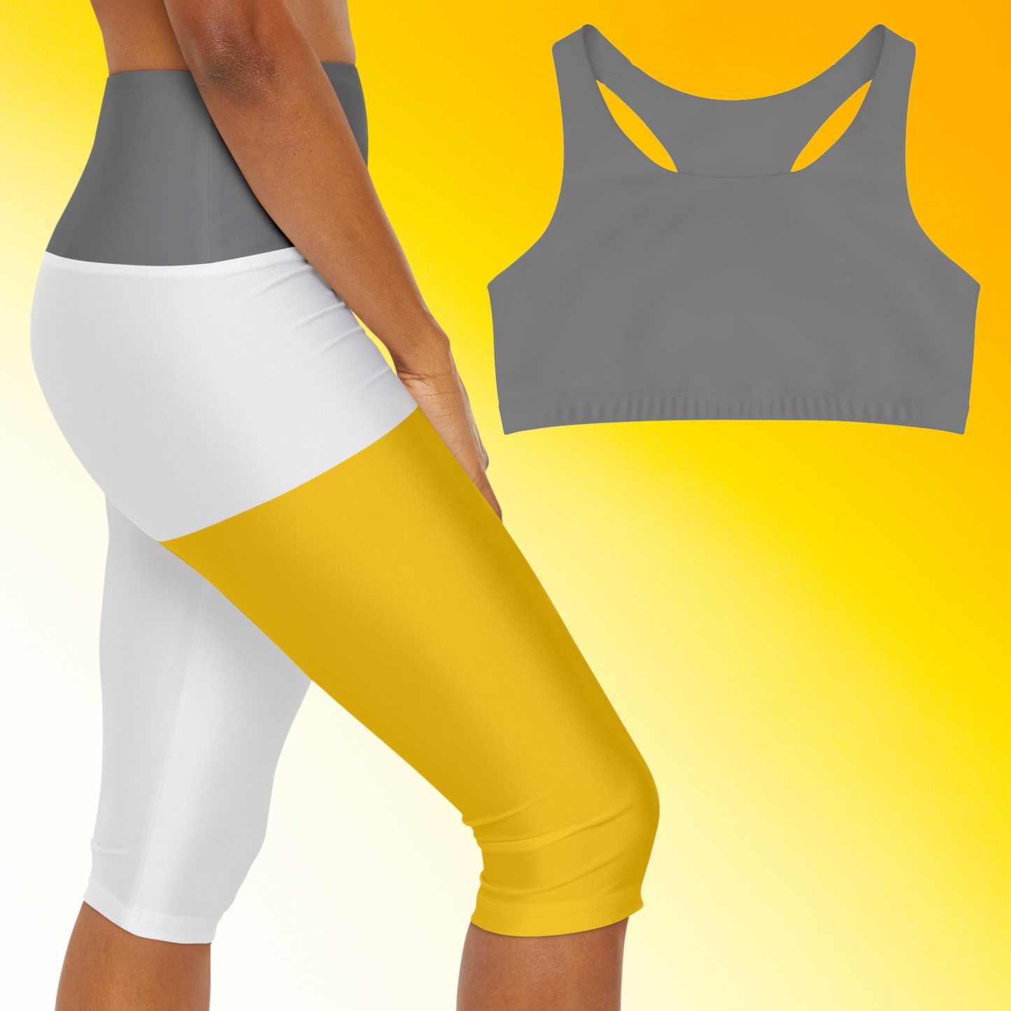 Chic Cropped Color-Block Yoga Capri Leggings