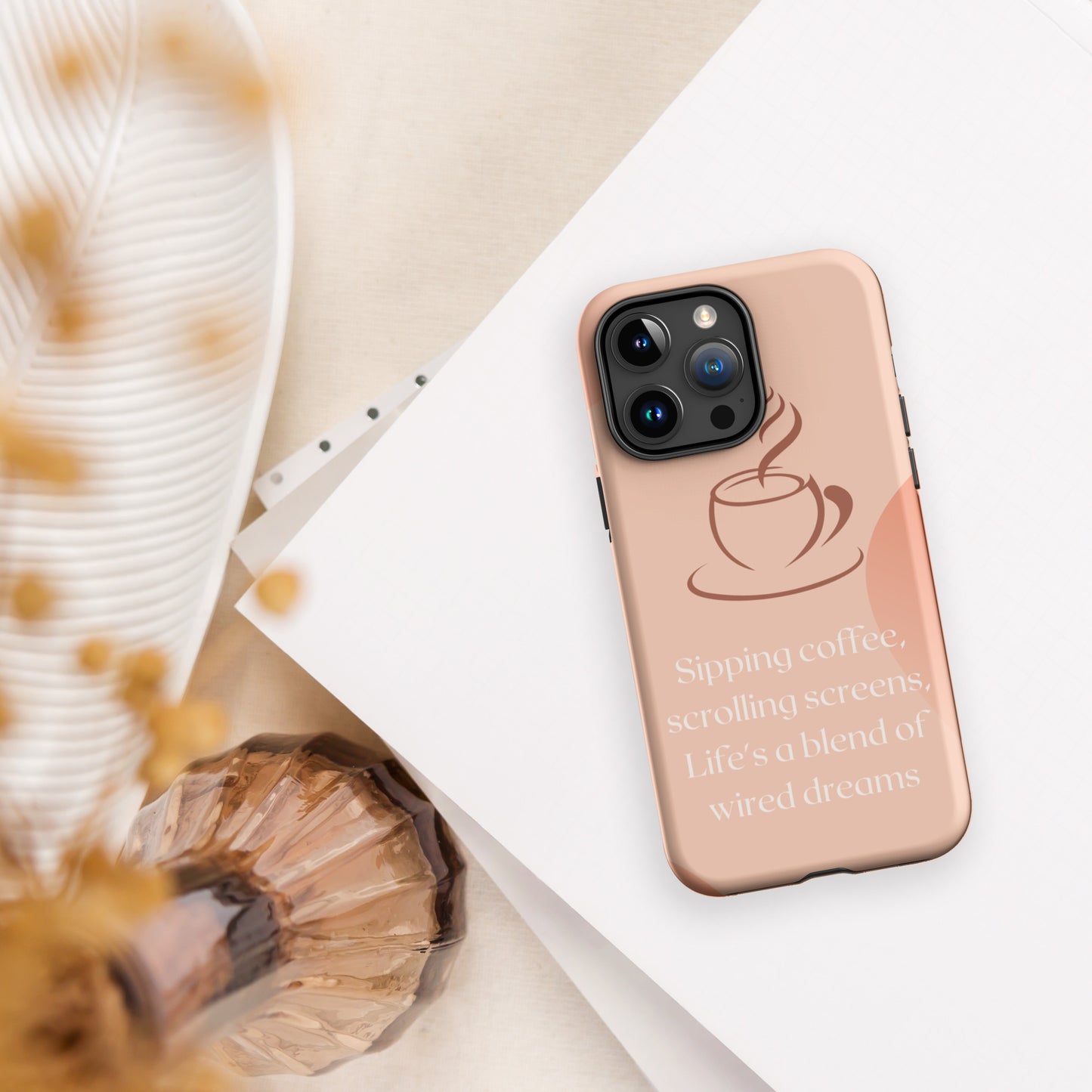 Wired Dreams iPhone Case - Sipping Coffee, Scrolling Screens