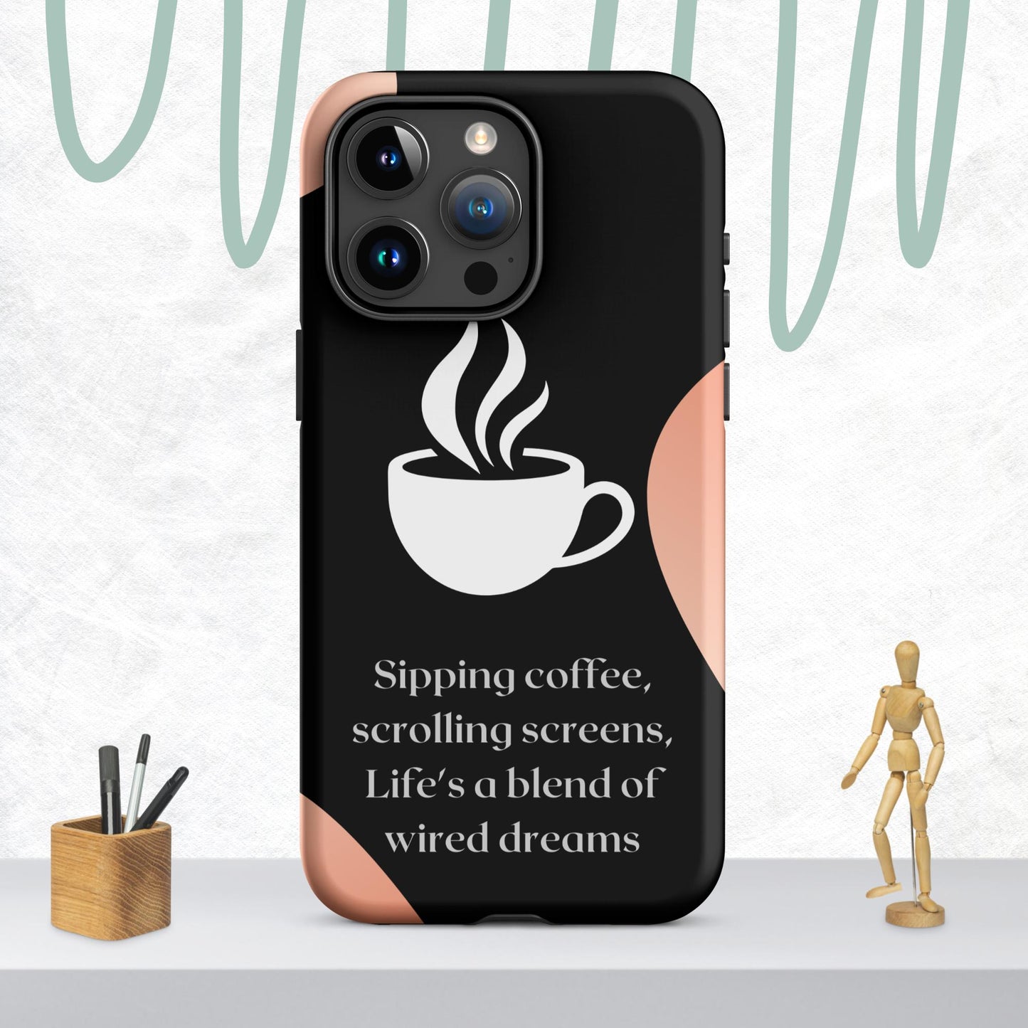 Wired Dreams 2.0: Bold Bliss iPhone Case - Sipping Coffee, Scrolling Screens