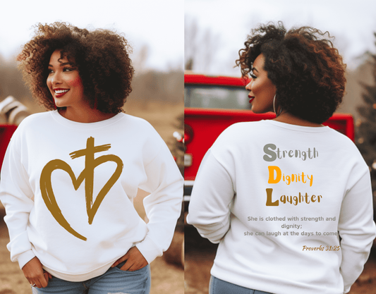 Dress in Faith: Proverbs 31:25 Christian Sweatshirt