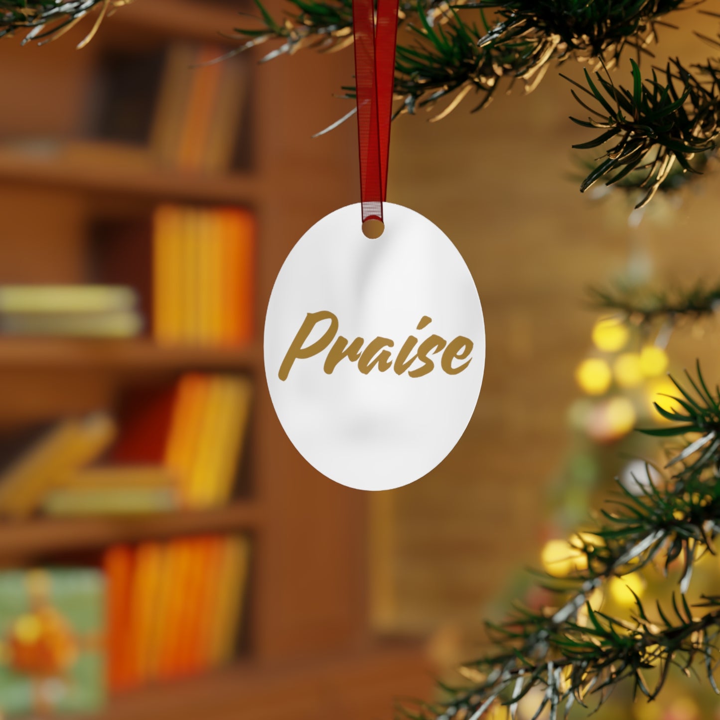 "Praise" Metal Christmas Ornament – Inspirational Faith-Based Holiday Décor