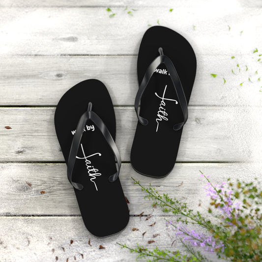 "Walk by Faith" Women's Flip Flops - Black