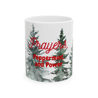 Prayers, Peppermint & Power Christmas Mug – A Festive Sip of Faith and Style