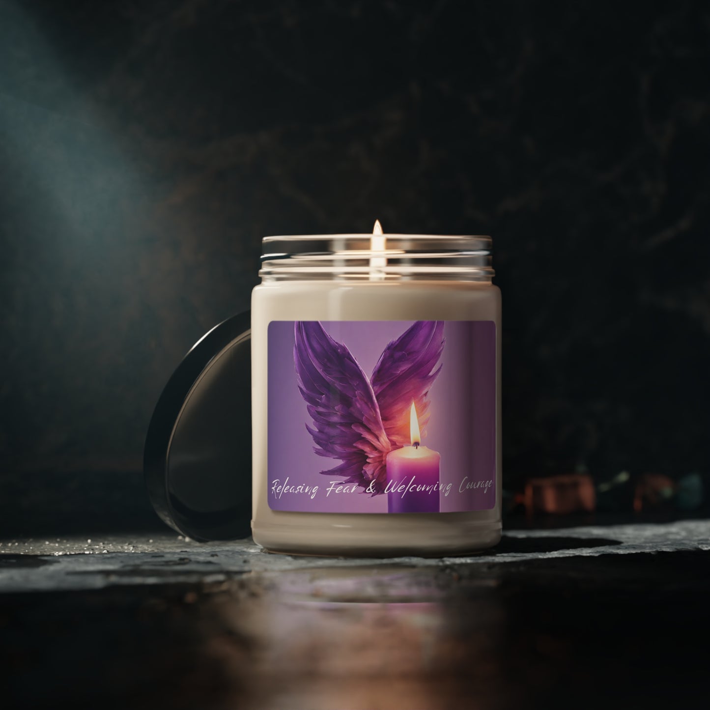 Motivational  Scented Soy Candle - Inspiring Release of Fear and Embrace of Courage, 9 oz