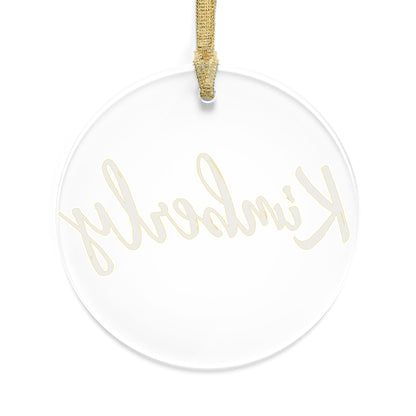 Personalized Clear Acrylic Christmas Ornament with Gold Script Name