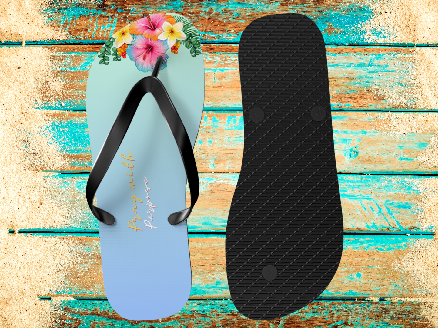 'Pray with Purpose Motivational Flip Flops