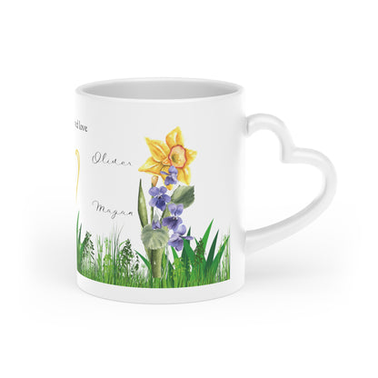 Heartfelt Harmony: Couple's Personalized Birth Month Flowers Mug