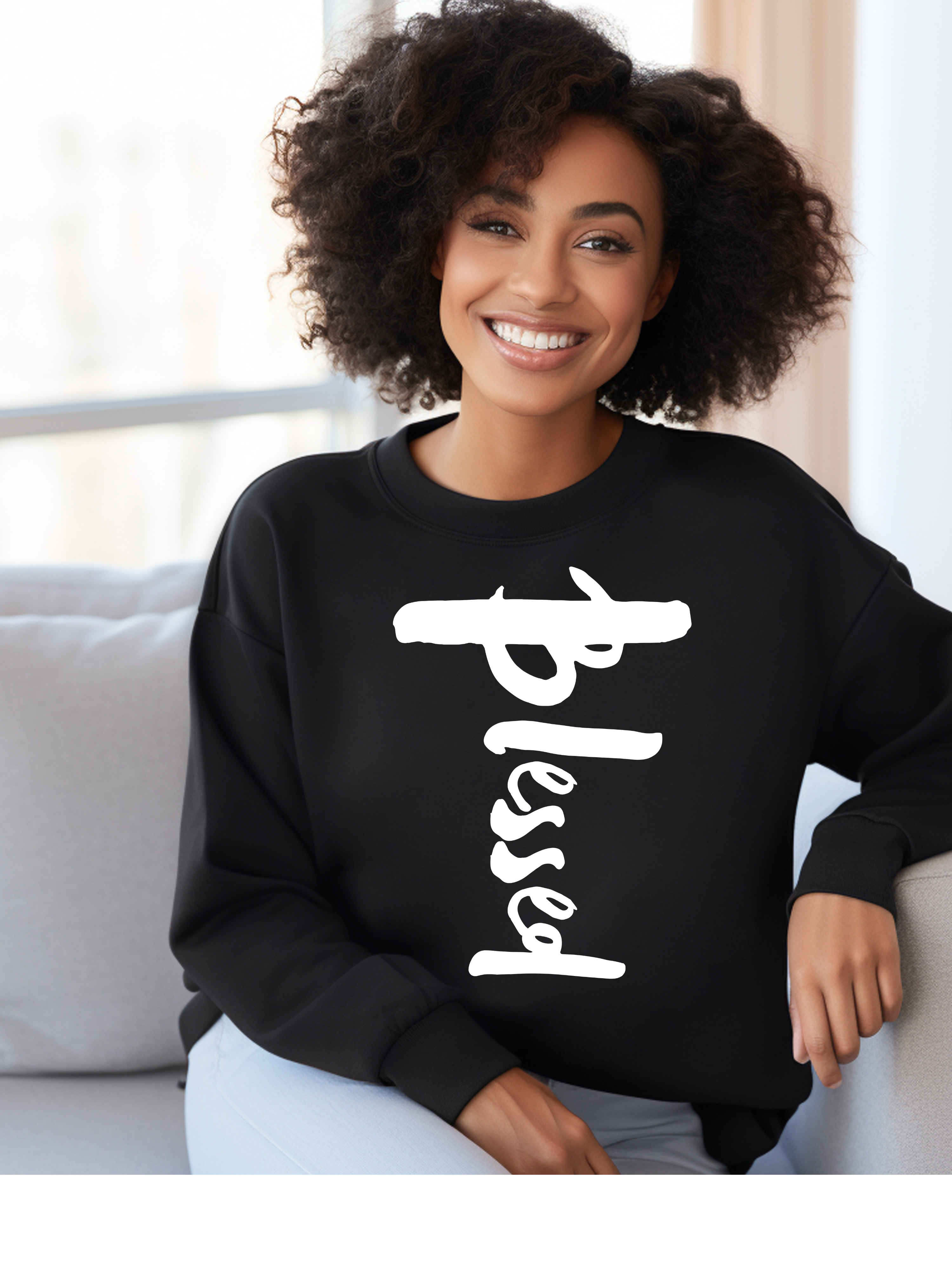 'Blessed' Women's Sweatshirt: Cozy Apparel Infused with Gratitude and Positivity