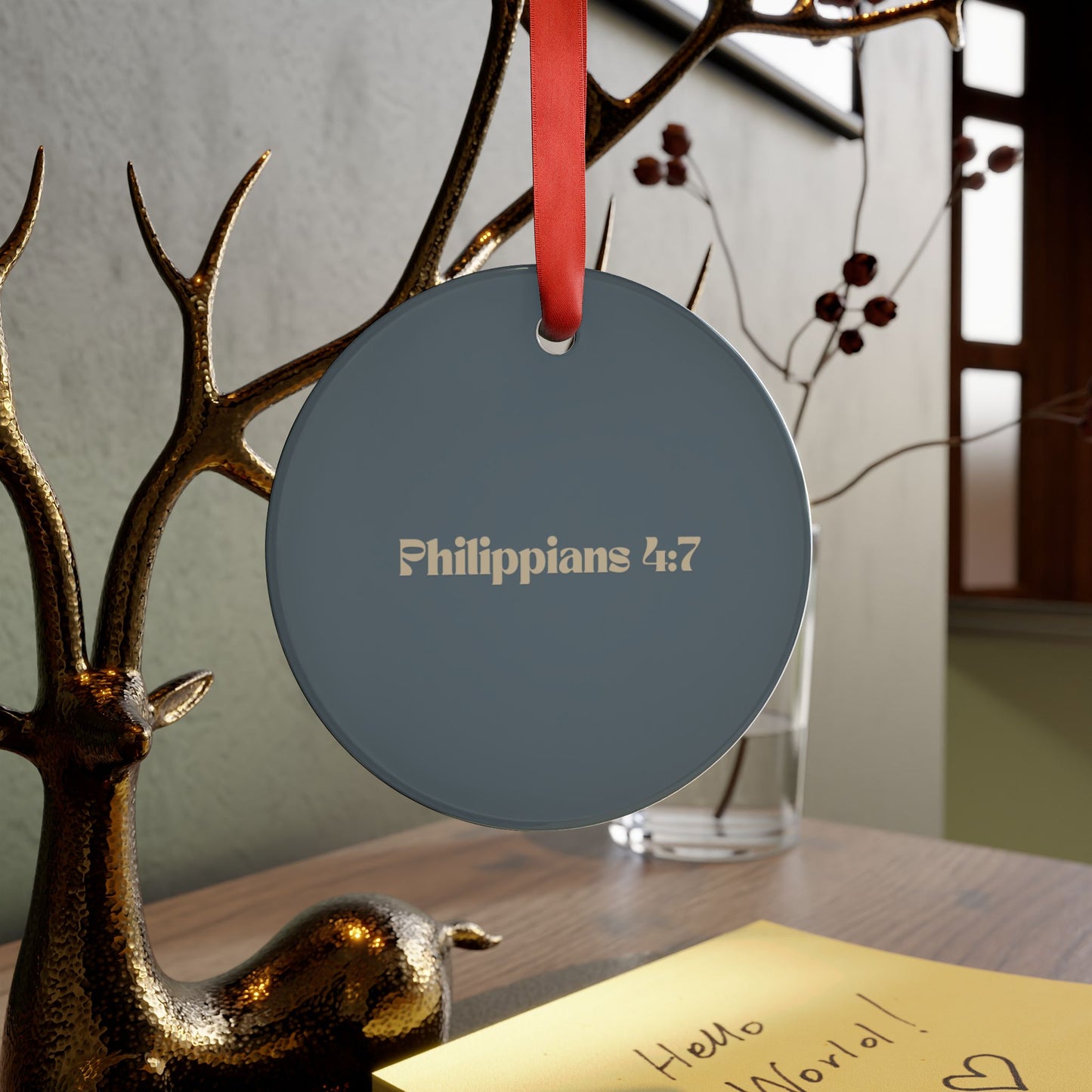 Minimalist "God Vibes" Acrylic Christmas Ornament - Philippians 4:7 on Back