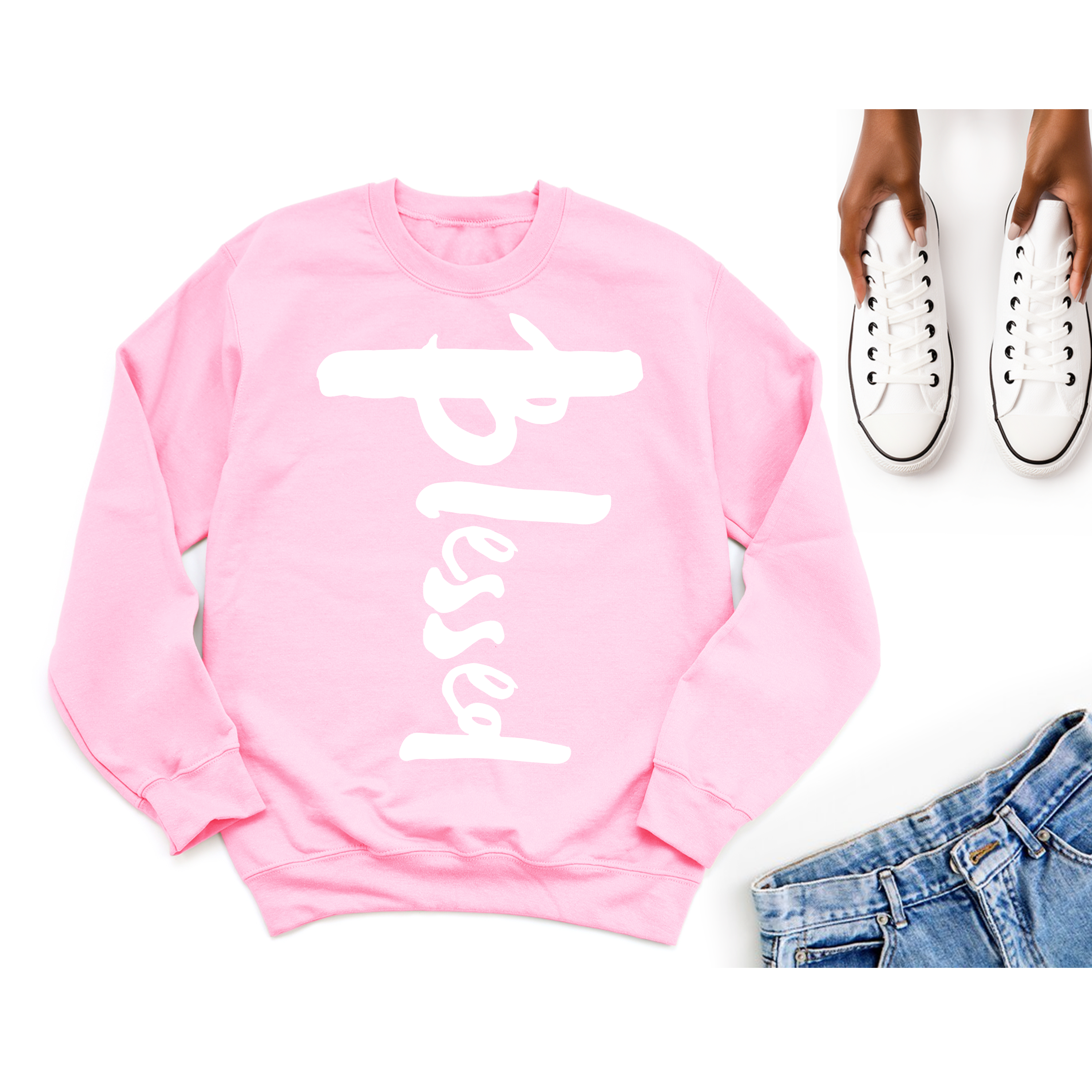 'Blessed' Women's Sweatshirt: Cozy Apparel Infused with Gratitude and Positivity