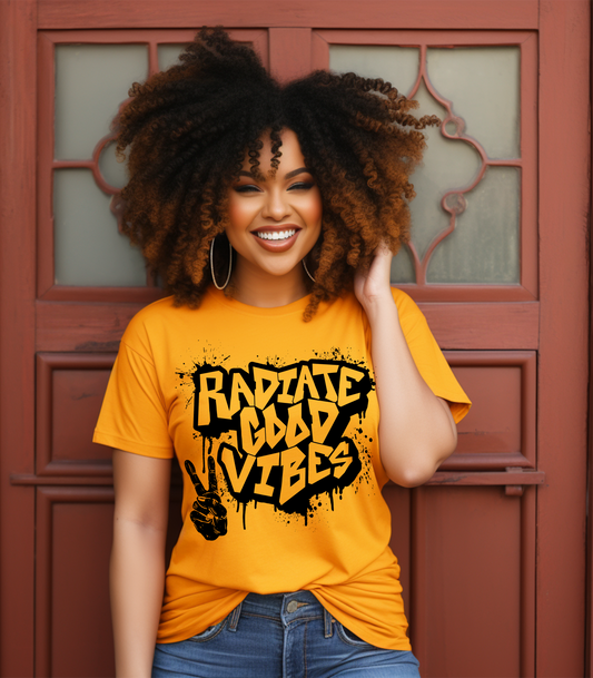 'Radiate Good Vibes' Garment-Dyed T-Shirt