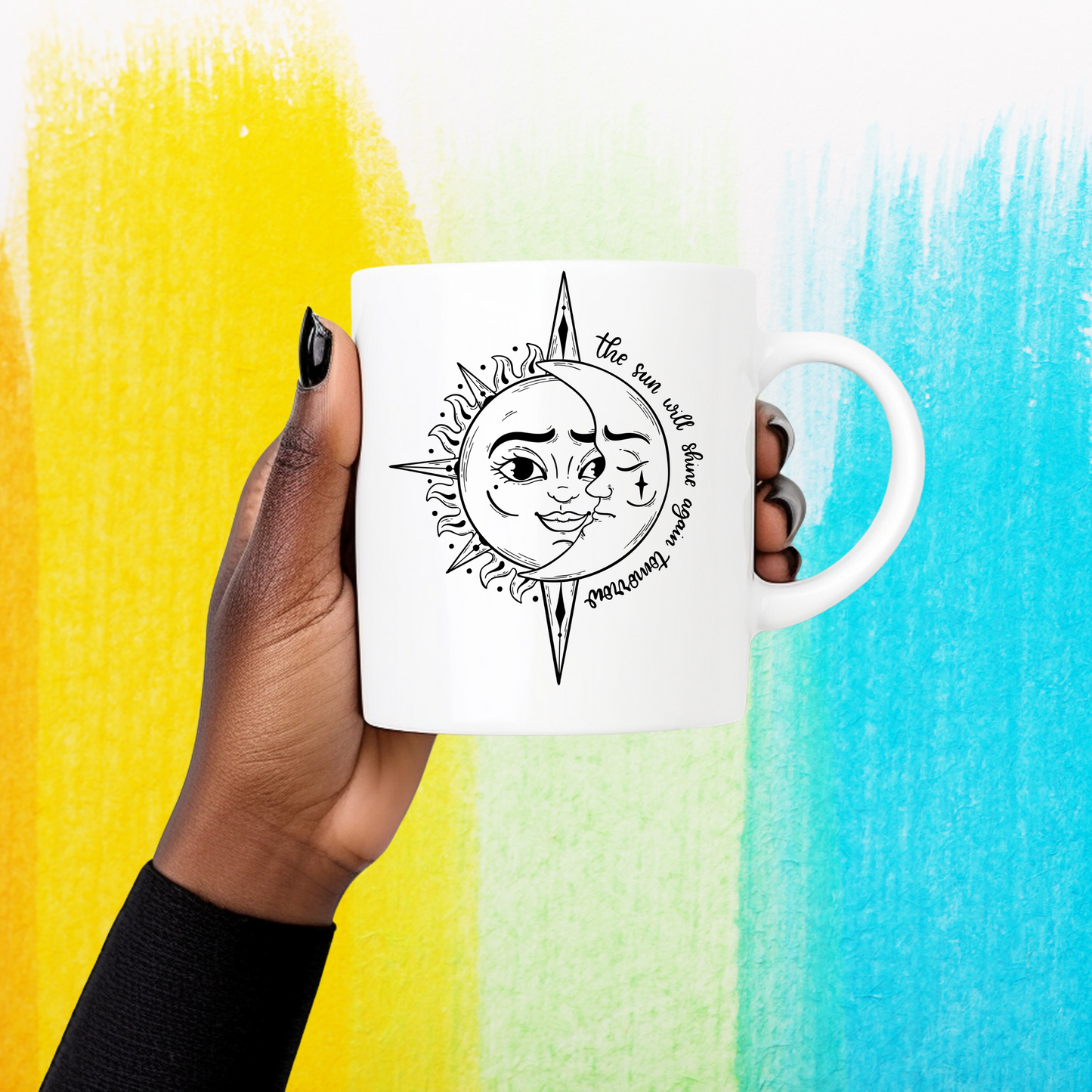 Celestial Serenity 15 oz Mug - 'The Sun Will Shine Again Tomorrow' Coffee Cup