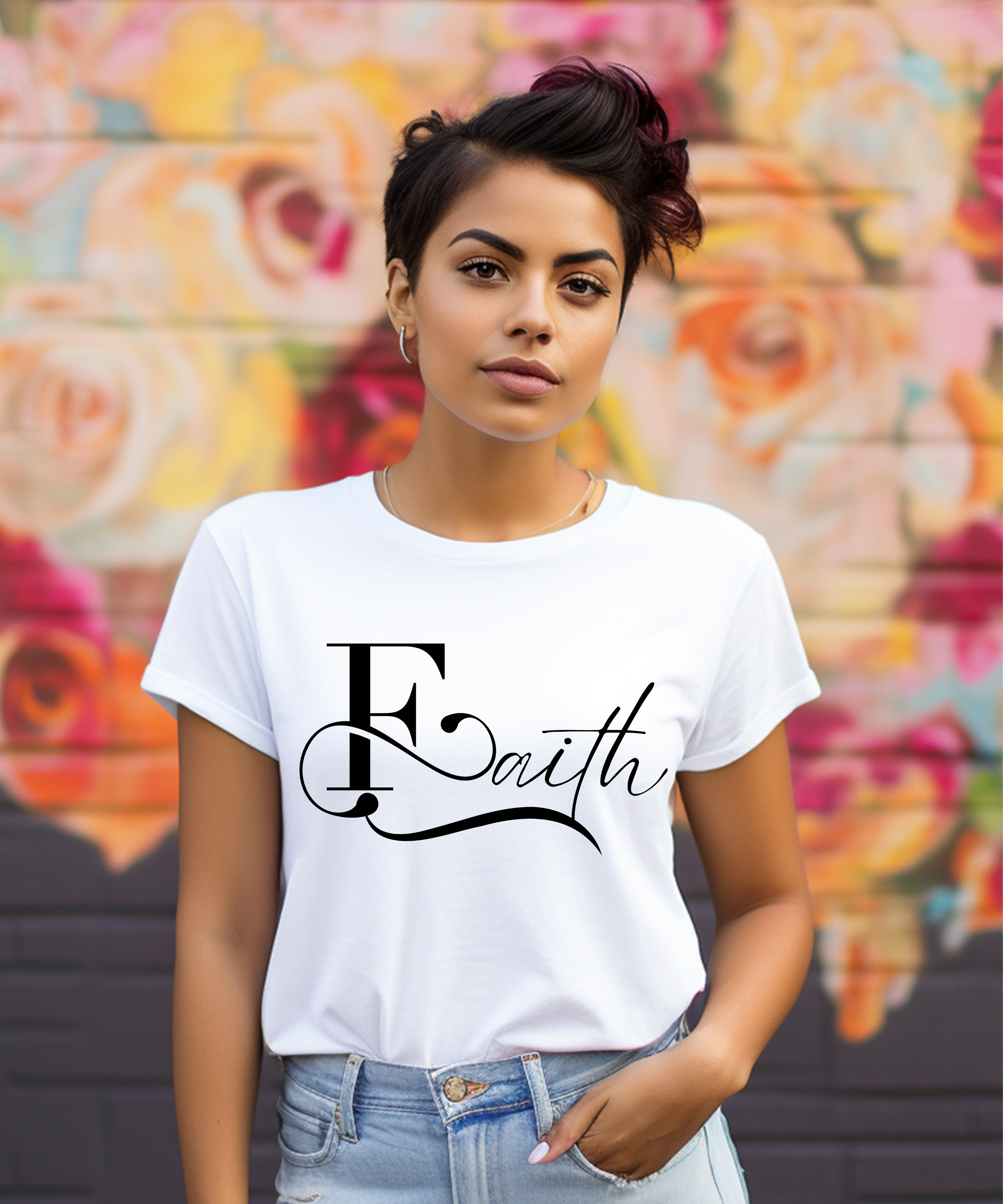 'Faith' Women's Softsyle T-Shirt: Inspiring Graphic Tee for Strength and Belief