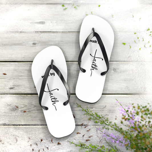 "Walk by Faith" Women's Flip Flops - White