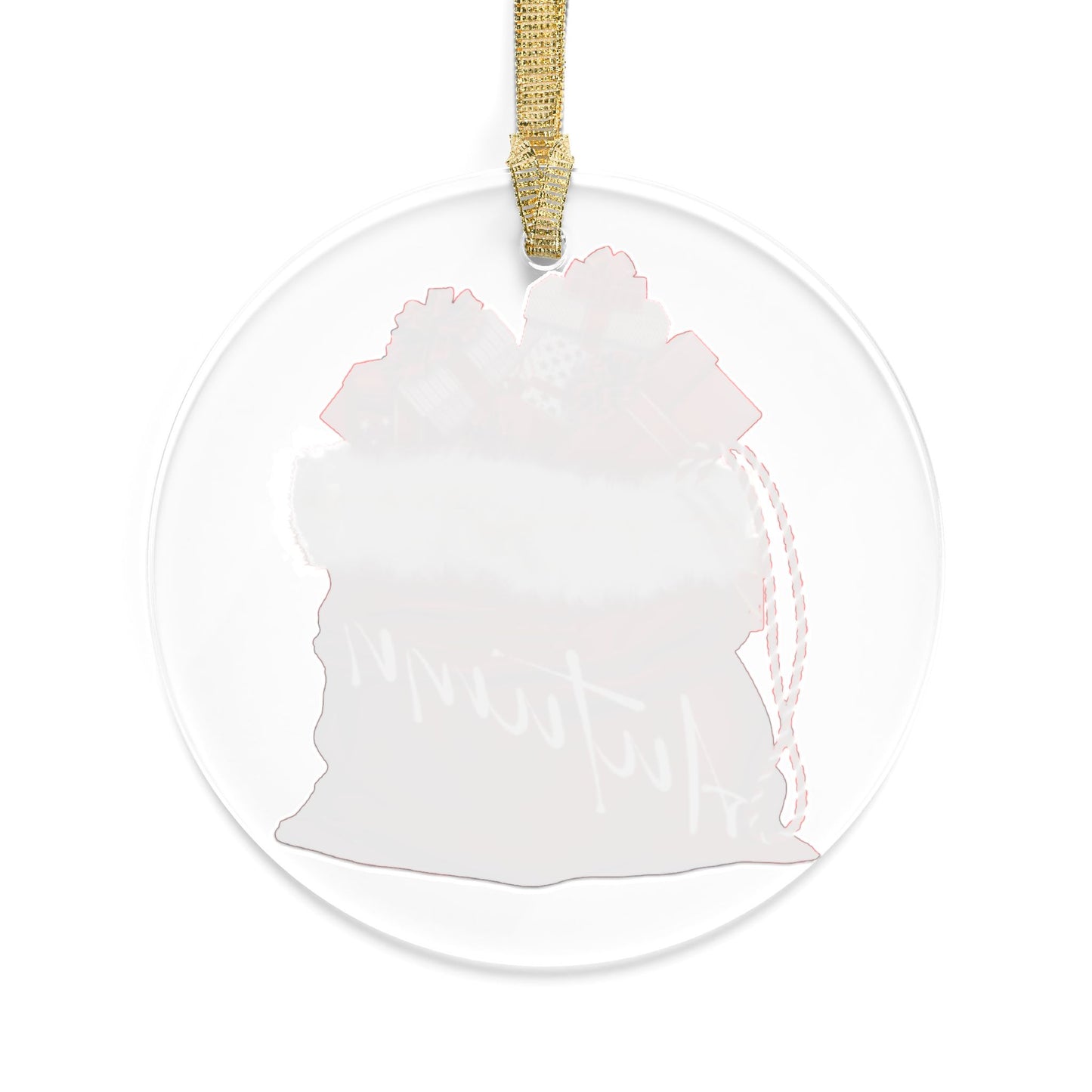 Personalized Acrylic Christmas Ornament Featuring Santa Sack Design with Custom Name