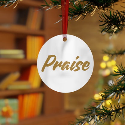 "Praise" Metal Christmas Ornament – Inspirational Faith-Based Holiday Décor