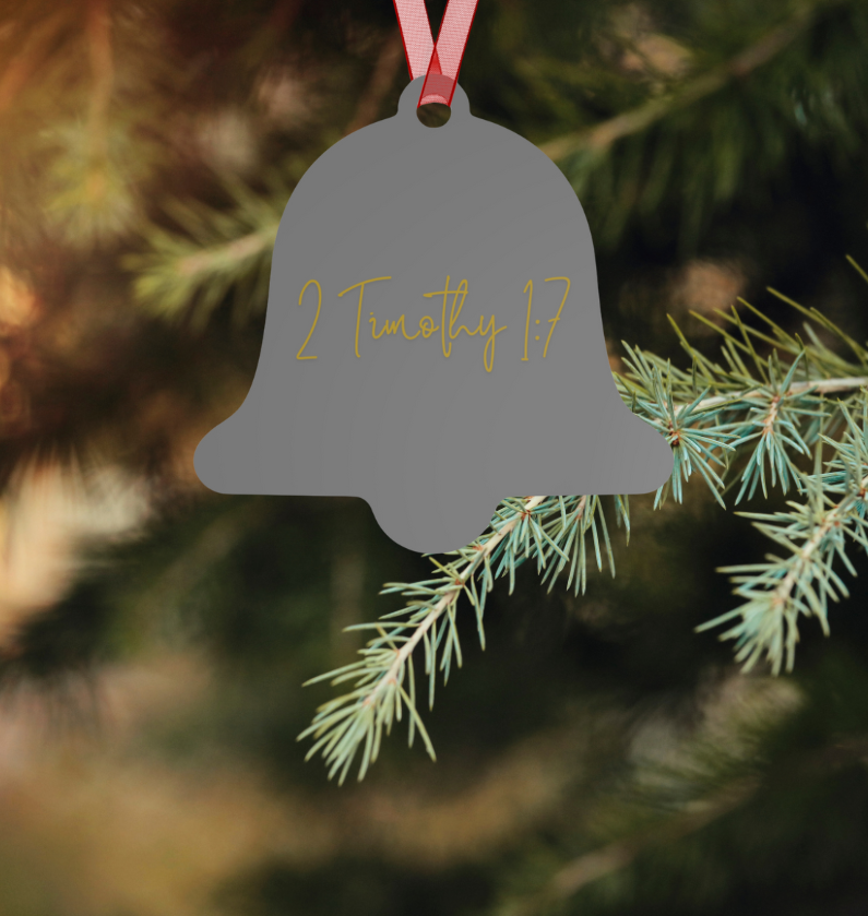 "Fearless" Metal Christmas Ornament with 2 Timothy 1:7 – Inspirational Christian Holiday Décor