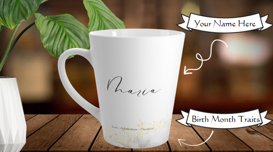 Personalized Latte Mugs Celebrating Every Birth Month's Essence