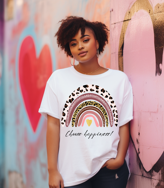 Choose Happiness Inspirational Graphic Tee - Boost Your Mood with this Positive Choice Shirt