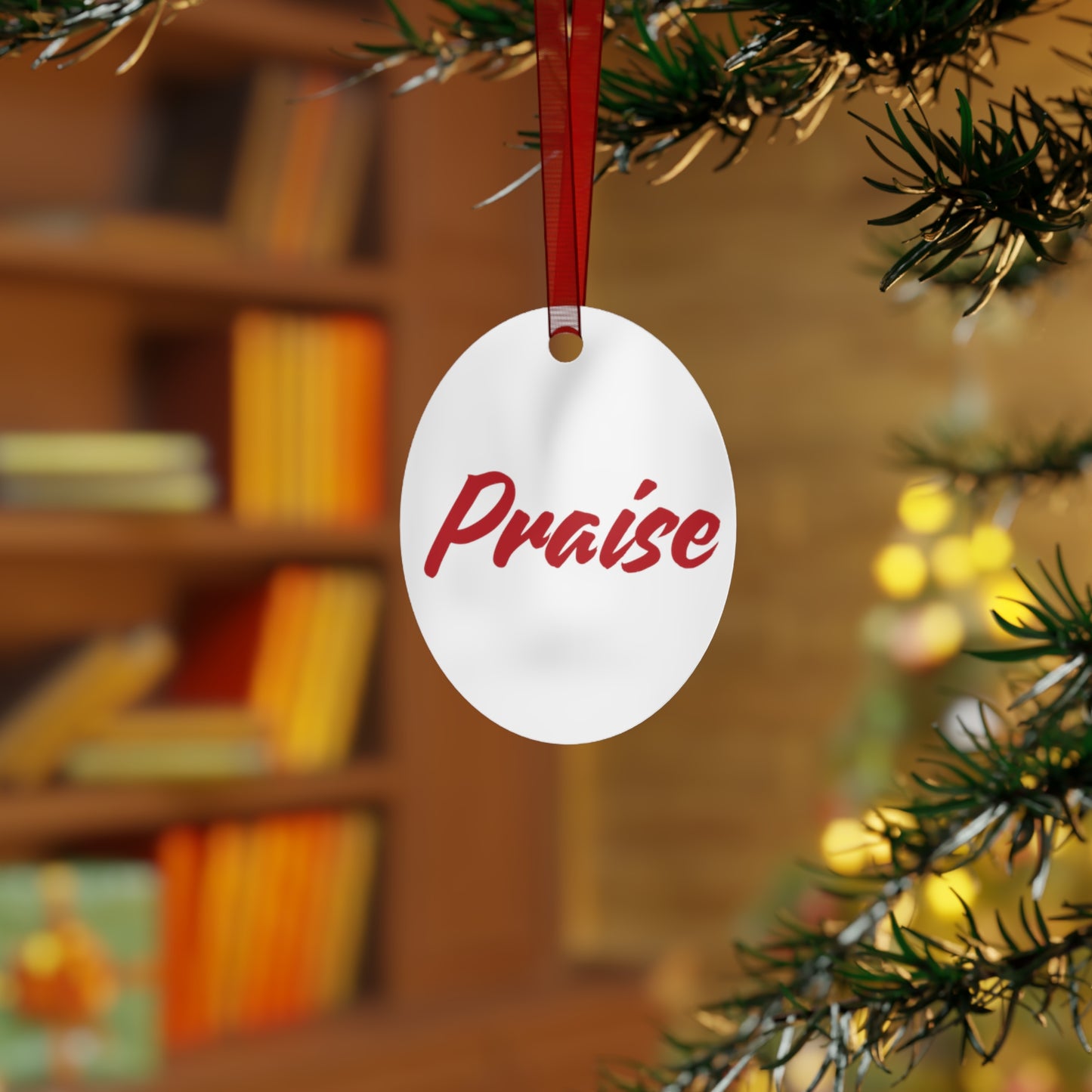 "Praise" Metal Christmas Ornament – Inspirational Faith-Based Holiday Décor