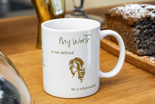 EmpowerHER Mug: Personalized 'My Worth is Not Defined by a Relationship' 15 oz Mug