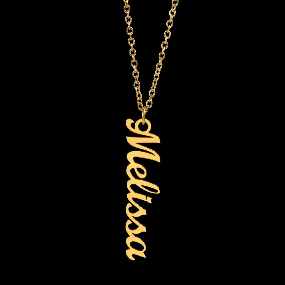 Signature Elegance: Custom Cursive Vertical Name Necklace for Her