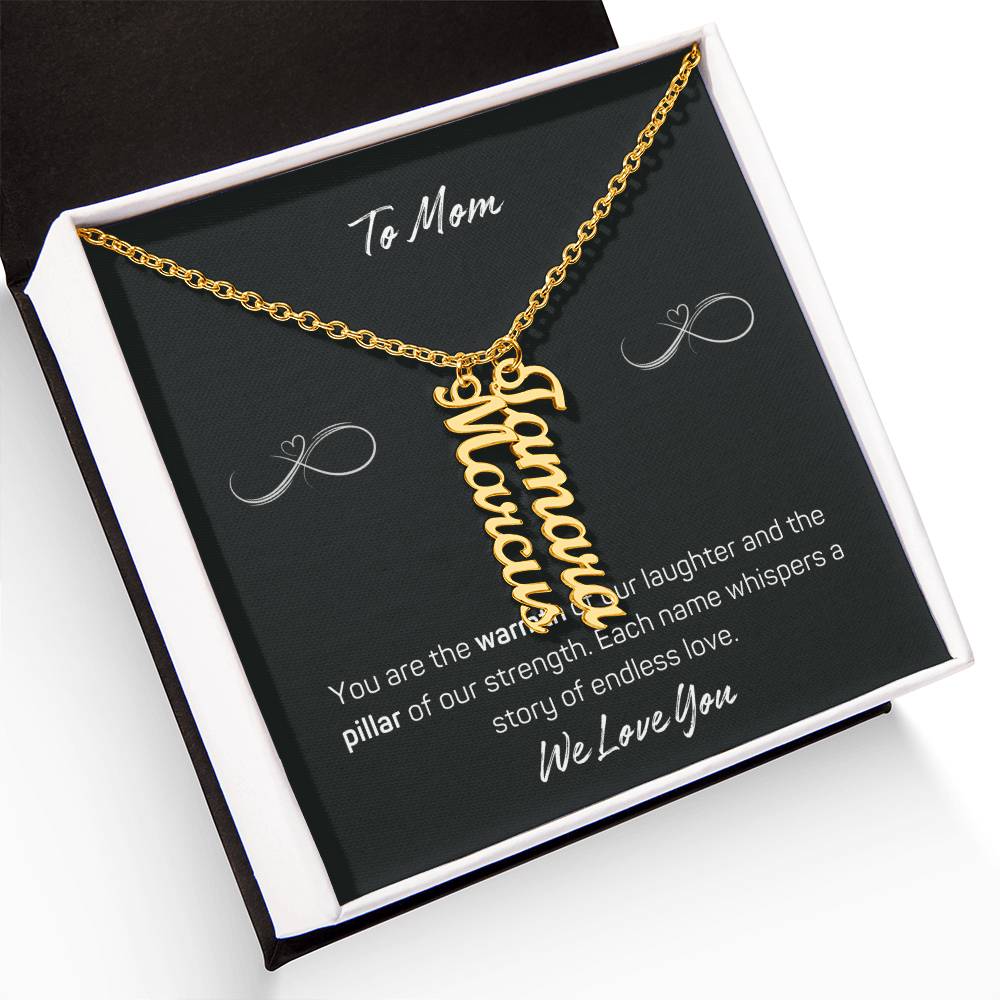 Signature Elegance: Custom Cursive Vertical Name Necklace for Her