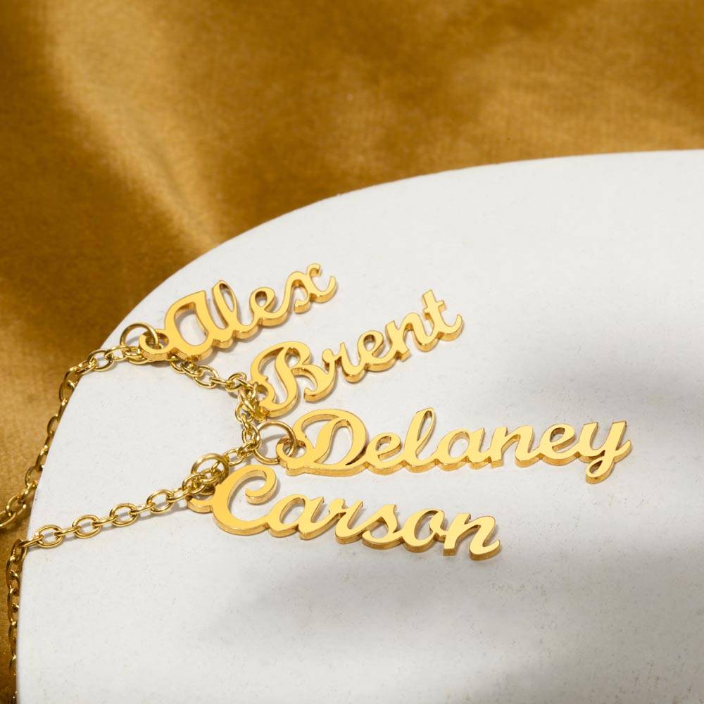 Signature Elegance: Custom Cursive Vertical Name Necklace for Her