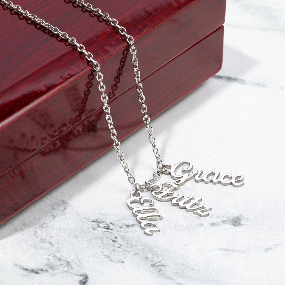 Signature Elegance: Custom Cursive Vertical Name Necklace for Her