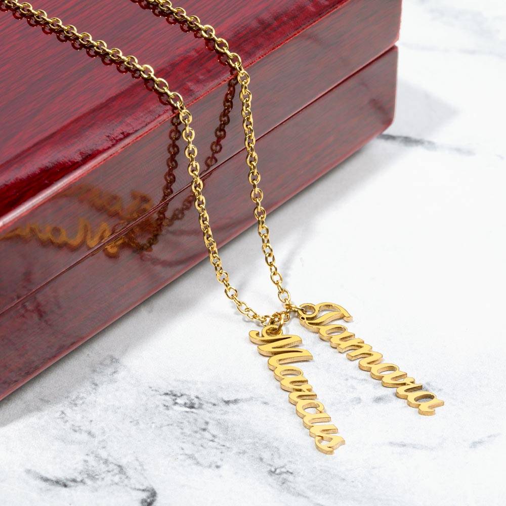 Signature Elegance: Custom Cursive Vertical Name Necklace for Her