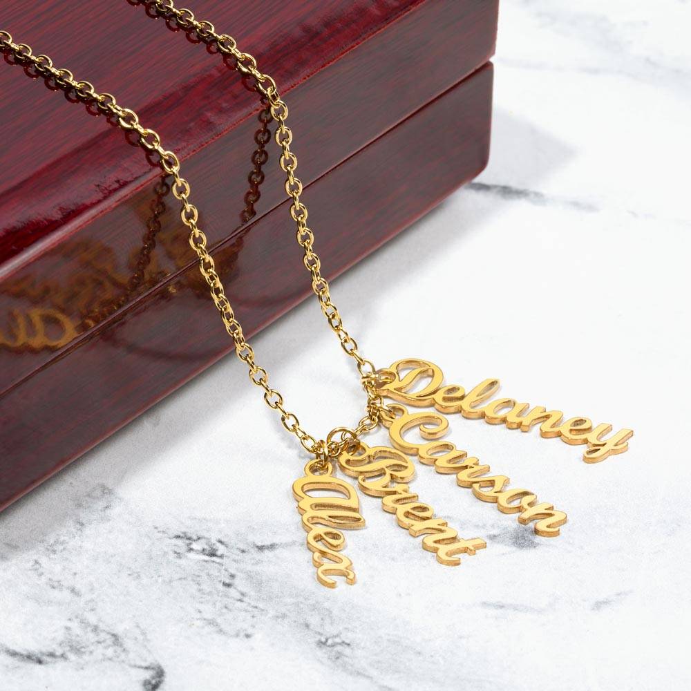 Signature Elegance: Custom Cursive Vertical Name Necklace for Her