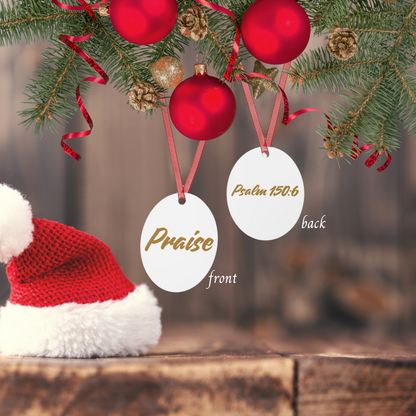 "Praise" Metal Christmas Ornament – Inspirational Faith-Based Holiday Décor