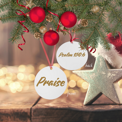 "Praise" Metal Christmas Ornament – Inspirational Faith-Based Holiday Décor