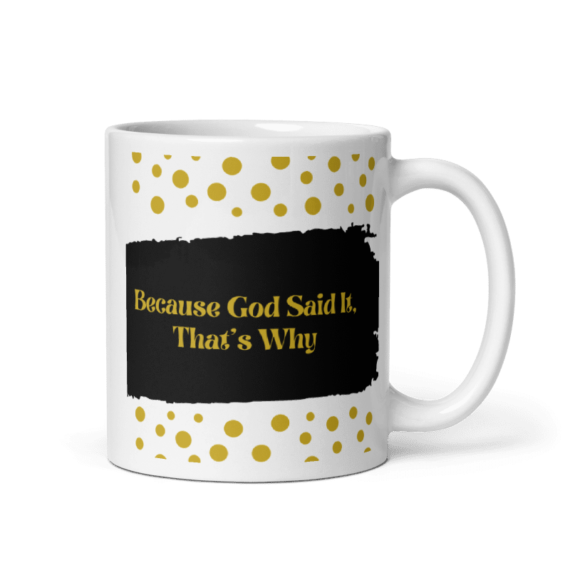 Glossy White Mug: Because God Said It, That's Why